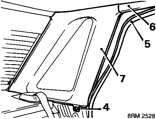 Diagram showing release of A and B/C post finisher and D/E finisher from rear door area
