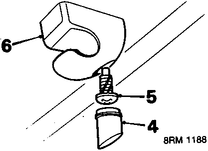 Diagram showing sun visor clip assembly with callout numbers 4, 5, and 6