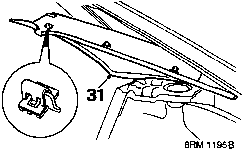 Diagram showing release of both rear quarter light finishers, with callout 31.