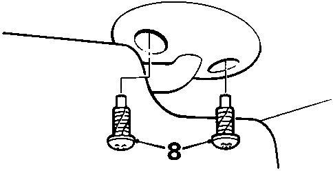 Diagram showing sun visor mounting area with callout number 8