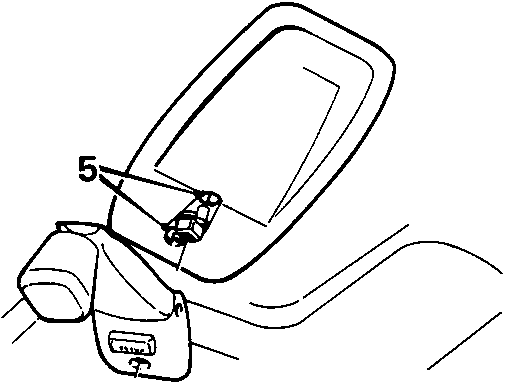 Diagram showing rear seat and sun roof handle area with callout numbers 4 and 5
