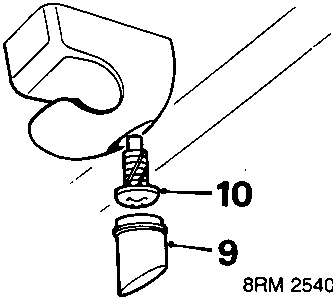 Diagram showing sun visor clip assembly with callout numbers 9 and 10