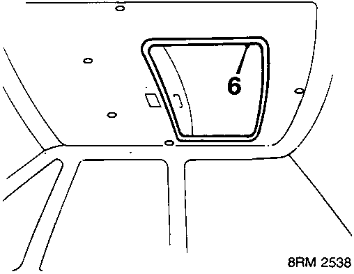 Diagram showing headlining around sun roof aperture with callout number 6