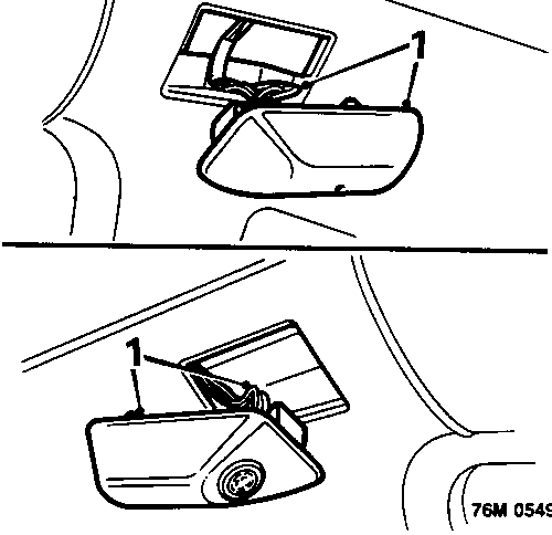 Diagram showing release of Ultrasonic Disable switch and ultrasonic sensor from trim panel, labeled 1