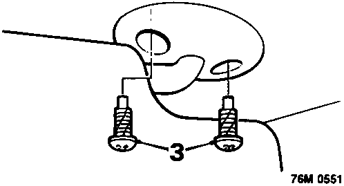 Diagram showing disengagement of sun visor from clip and removal of screws, labeled 3