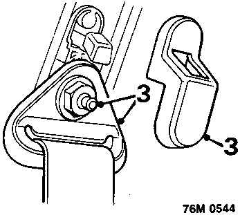 Diagram showing removal of cover from seat belt anchorage