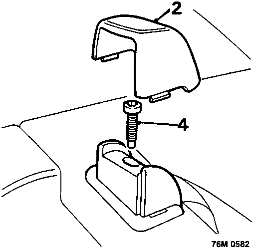 Diagram showing removal of cover from rear seat belt guide, release of seat belts from guides, and removal of belt guide securing bolts