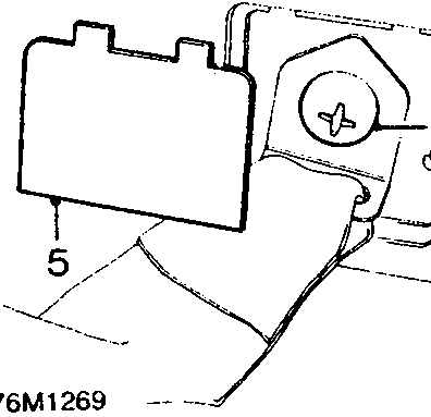 Diagram showing the rear seat belt anchorage area with callout number 5, and reference number 76M1269.