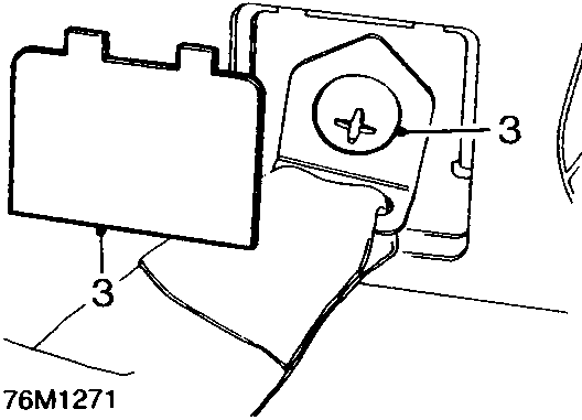 Close-up diagram of the rear seat belt lower anchorage cover and bolt with callout number 3.