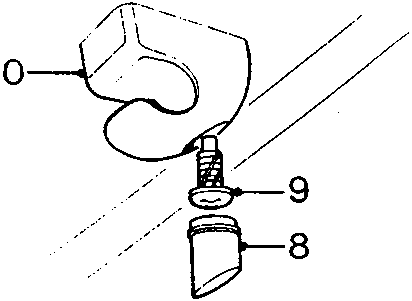 Diagram showing the sun visor clip, blanking plug, and securing screw