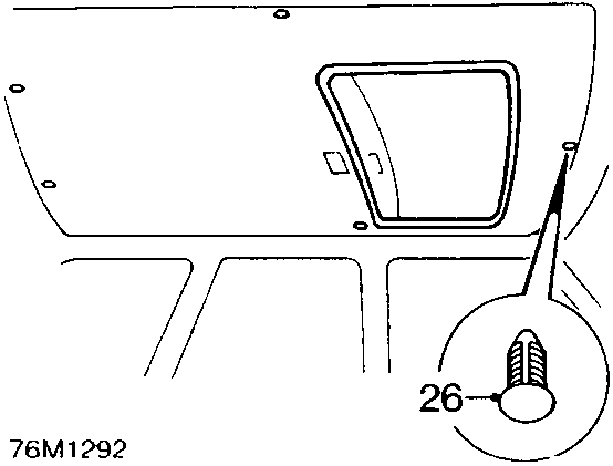 Diagram showing removal of studs securing headlining to roof with callout number 26