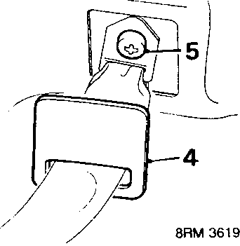 Diagram showing the rear lower anchorage bolt covered by a plastic cover, with the cover and bolt numbered.