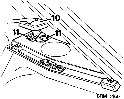 Diagram of belt guide bracket area with callout number 10 and two callouts labeled 11, reference 8RM 1460