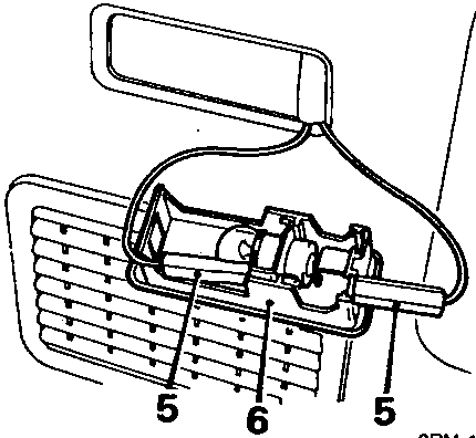 Diagram of luggage compartment lamp assembly with callout numbers 5 and 6, reference 8RM 1574