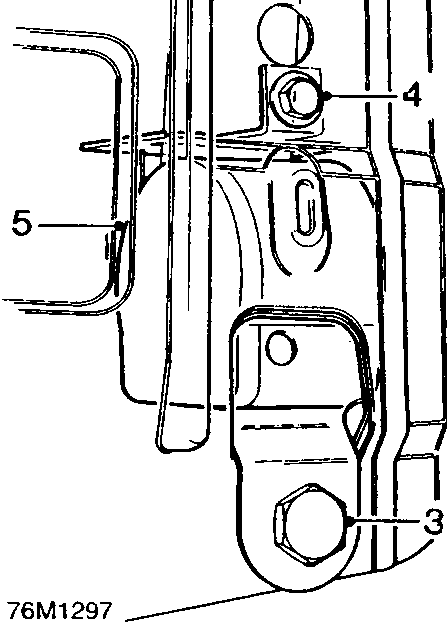Diagram of rear seat belt reel assembly showing numbered parts 3, 4, and 5