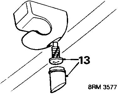Diagram showing sun visor retaining clip with callout 13