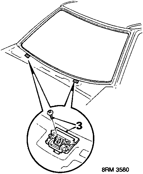 Diagram showing part 3, brackets attached to the body flange for supporting the glass