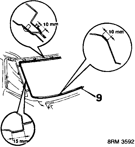 Diagram showing application of Body Primer to body flange, reference 8RM 3592