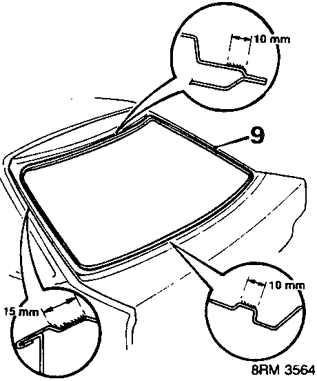 Diagram showing body flange with dimensions 10 mm and 15 mm, part 9