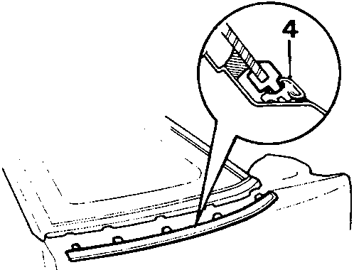 Diagram showing extraction of clip ends from the body panel using a tool