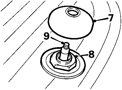 Diagram showing wiper motor spindle area with callout numbers 7, 8, 9