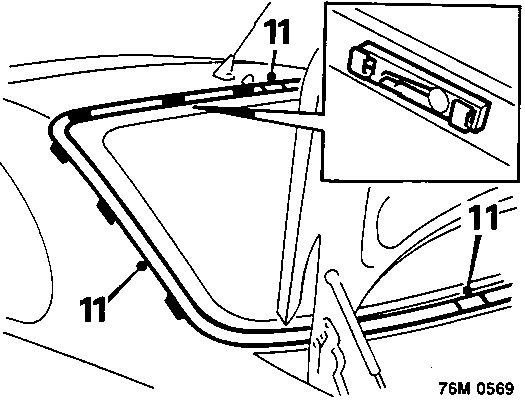 Diagram showing window finisher clips with callout number 11
