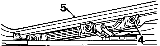Diagram showing the screws attaching the sun roof lid to the culisse mechanism