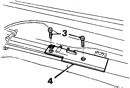 Diagram showing pilot plate secured by two screws (3) on the sun roof culisse rail