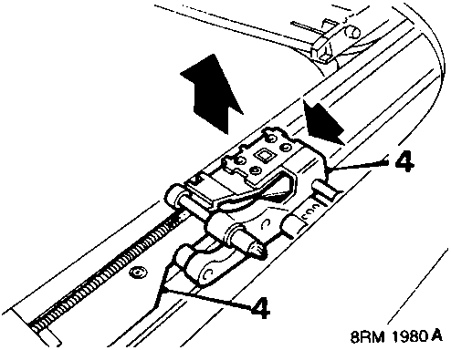 Diagram showing cable block assembly with callout number 4 on a slide rail