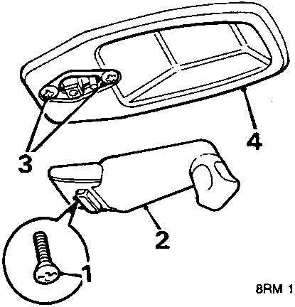 Diagram showing sun roof handle assembly with numbered parts 1, 2, 3, and 4