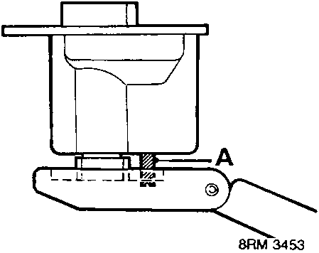 Diagram showing alignment of drive gear shaft (A) with locating hole in handle