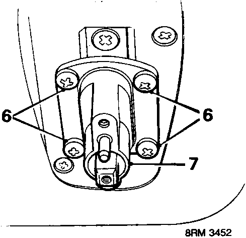 Diagram showing sun roof drive gear mounting bracket with numbered parts 6 and 7