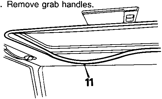 Diagram showing removal of grab handles from vehicle interior