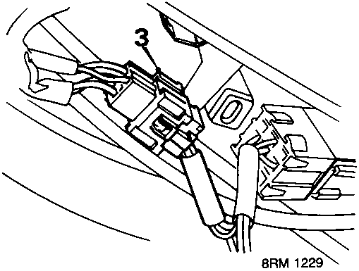 Diagram showing sun roof motor multiplug connector labeled 3, code 8RM 1229