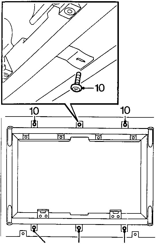 Diagram showing sun roof frame with callout numbers 10 indicating screws and brackets. Figure code 76M1399 at bottom left.