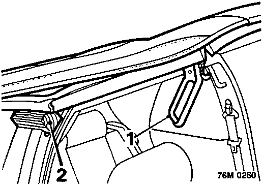 Diagram showing hood handles and wooden block placement between B post and hood frame