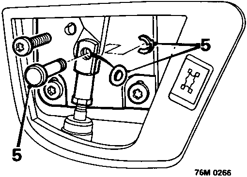 Diagram showing removal of retaining clip and Belville washer from strut trunnion