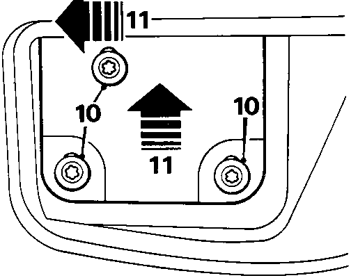 Diagram showing hood hinge bracket with callout numbers 10 and 11