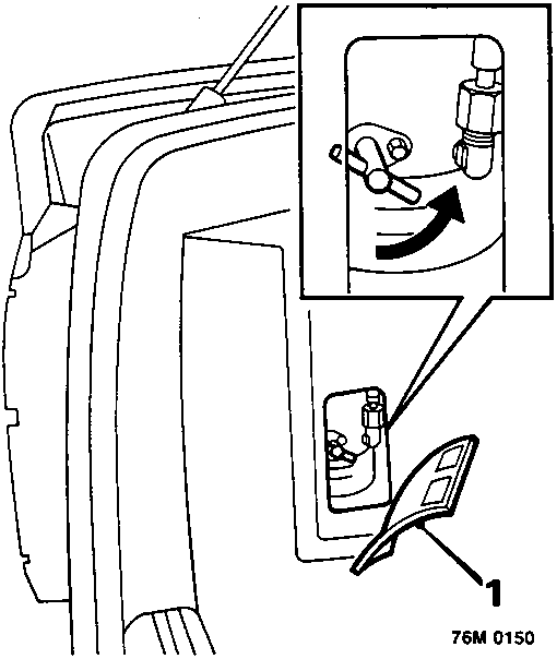 Diagram showing removal of hood pump inspection cover and turning of isolator valve anti-clockwise