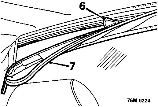 Diagram showing the top of the backlight with a zip, labeled with callout numbers 6 and 7.