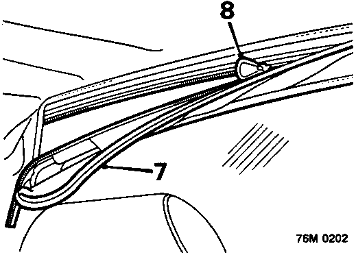 Diagram showing the top of the backlight where Velcro is peeled away to reveal a zip, callout numbers 7 and 8.