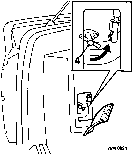 Diagram showing hood pump inspection cover and isolator valve with callout number 4