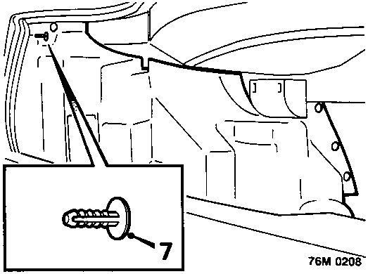 Diagram showing fixing studs on L.H. side valance carpet