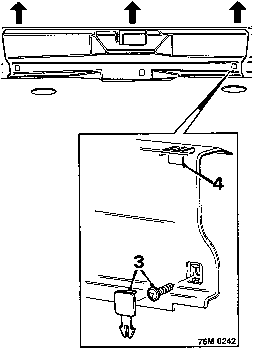 Diagram showing the removal of screw covers and screws from the rear centre casing, with callout number 4 indicating the seal area