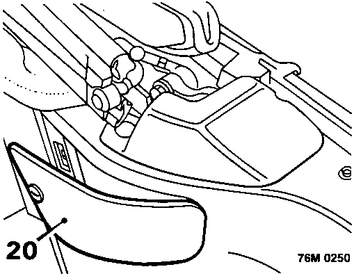 Diagram showing release of turn buckle from hood ram inspection cover and removal of cover