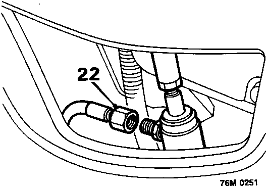 Diagram showing disconnecting ram union and removing hose from vehicle