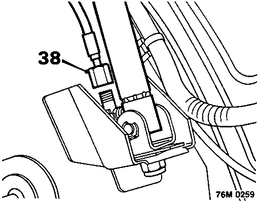 Diagram showing disconnecting ram union, with callout number 38 pointing to the connection point.