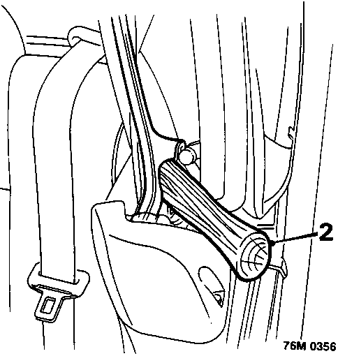 Diagram showing a tool placed in the hood mechanism area