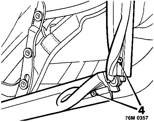 Diagram showing the drilling out of pop rivets securing the seal to the hood frame