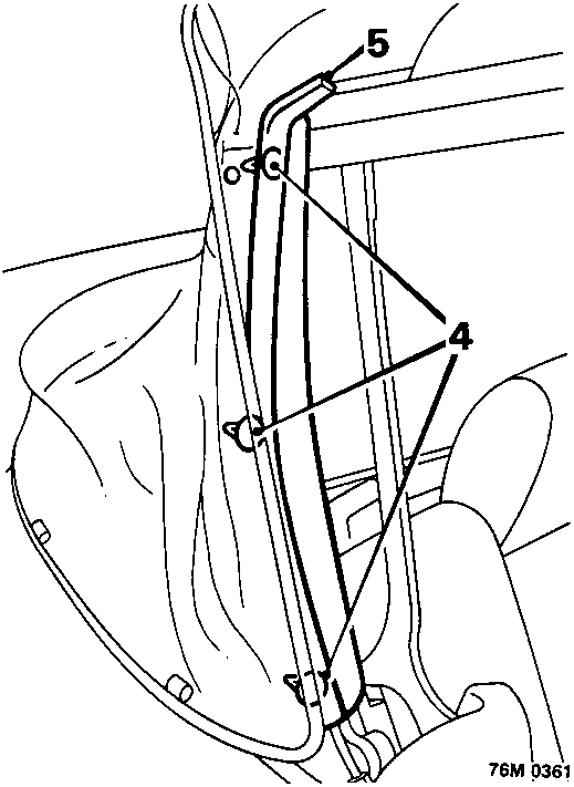 Diagram showing the 'D' post seal with three numbered trim studs securing it to the bracket